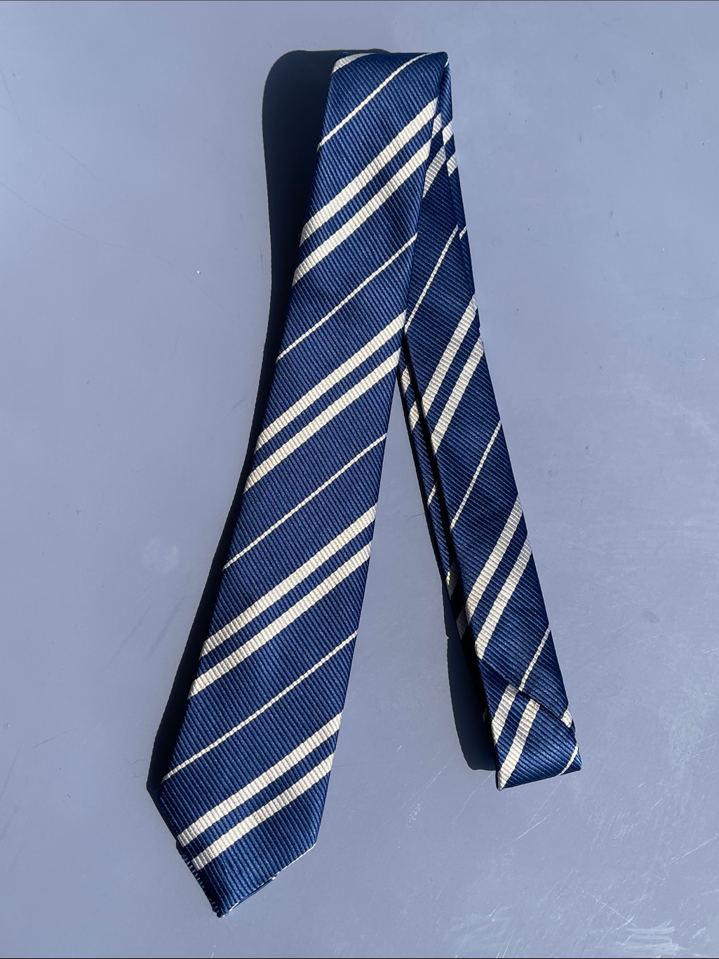 Navy Blue Diagonal Stripe Mens Tie
